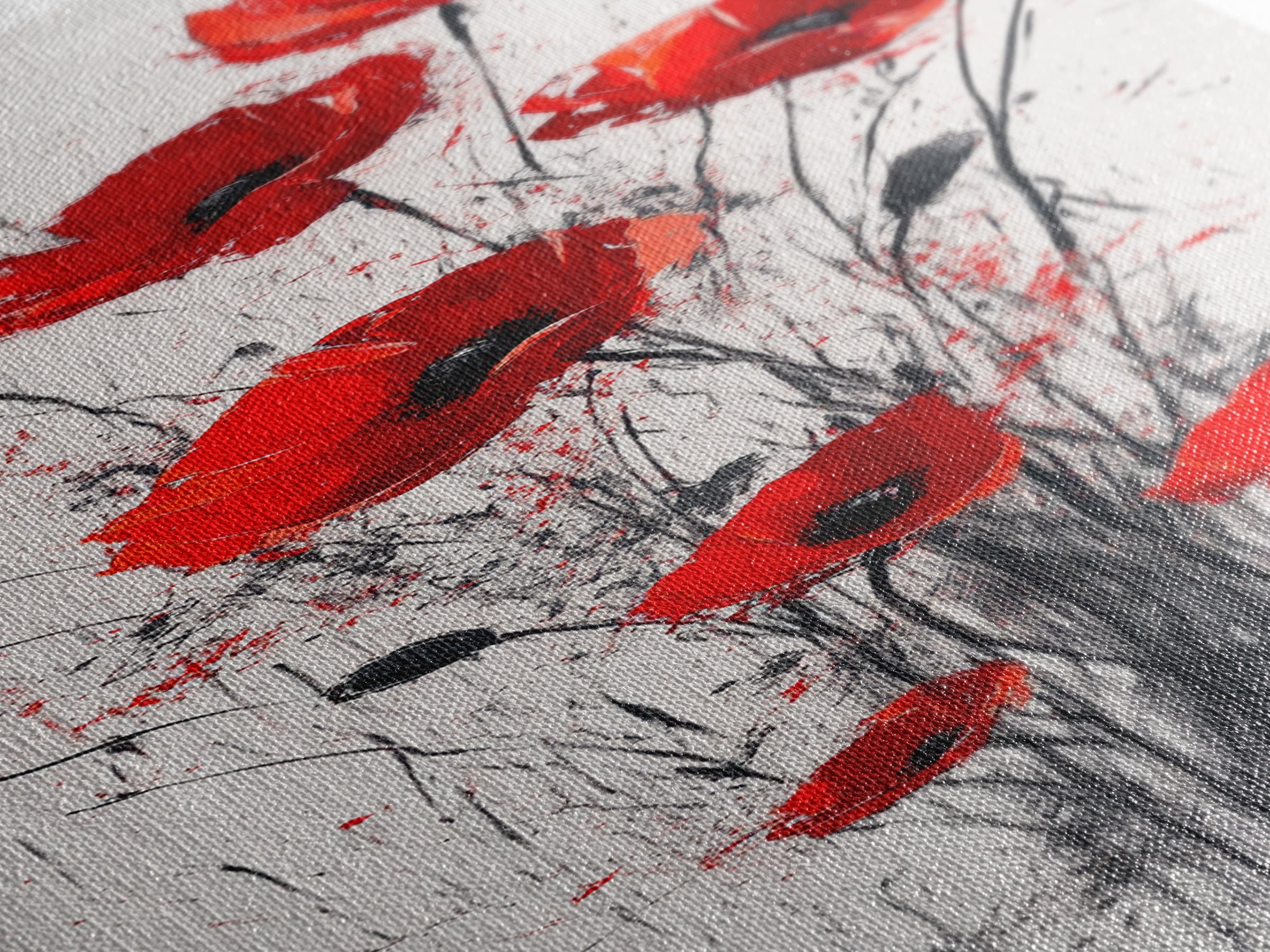 Bright Red Poppy Flower Art Framed Canvas Print Wildflower Painting Botanical Prints Modern Office Rustic Farmhouse Art