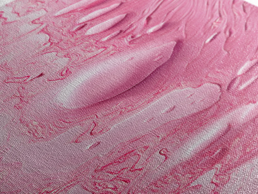 Pink Texture Abstract Framed Canvas Print, Minimalist Blotter Art in Light Pink Tones, Skinny Wall Art for Modern Bedroom or Office