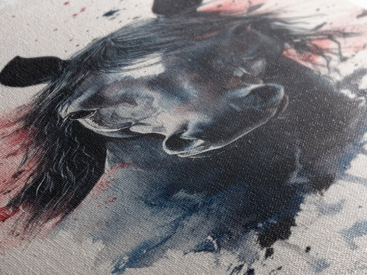 Black Horse Portrait Canvas Print Rustic Farmhouse Art Horse Wall Art Tall Skinny Art Vertical Rustic Living Room Wall Decor