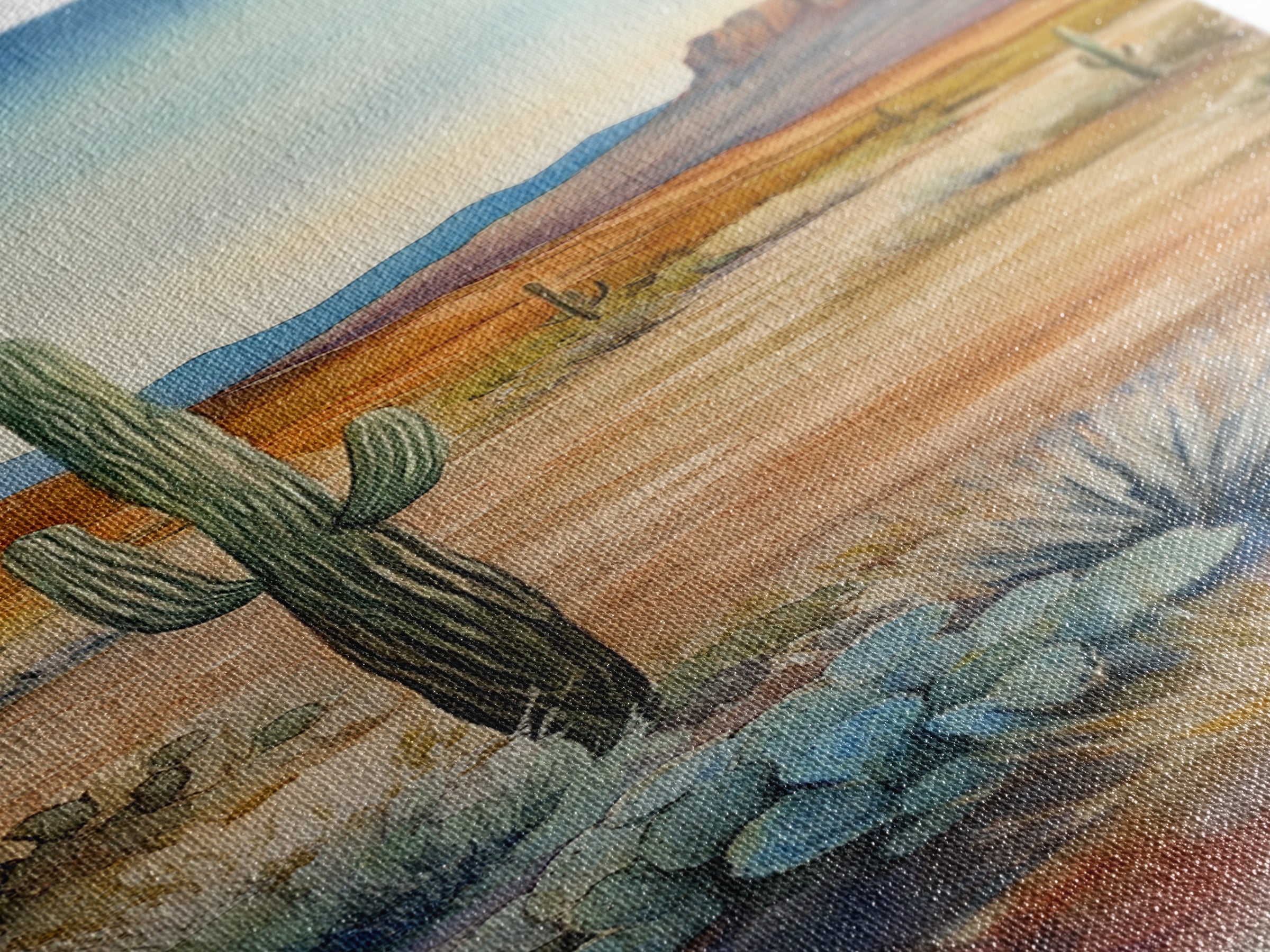 Canvas Print Desert Cactus Wall Art, Rustic Landscape Artwork, Southwest Farmhouse Decor, Bedroom Art, Gift Idea for Her