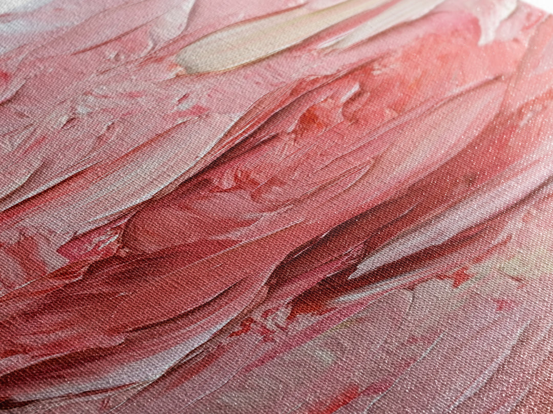 Abstract Pink Rose Textured Canvas Print, Light Pink Botanical Wall Art, Rose Painting Bedroom Art, Minimalist Floral Artwork