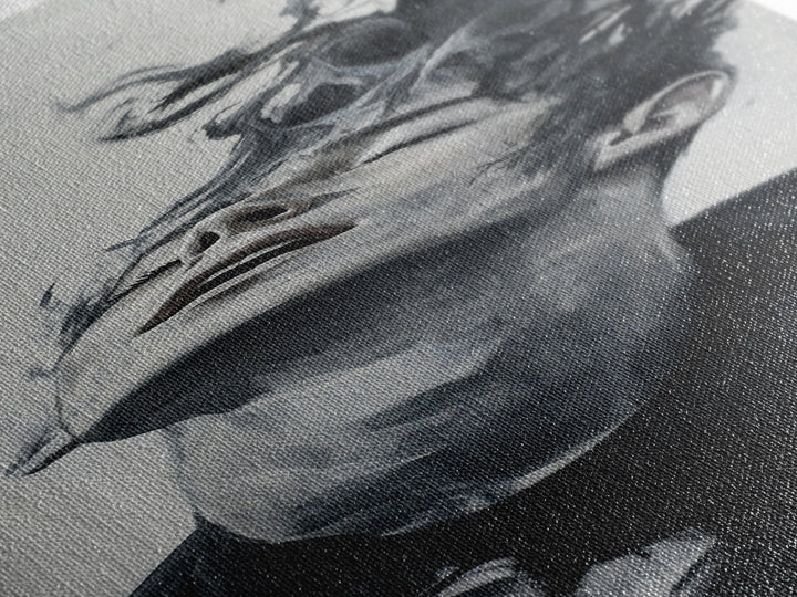 Dark Smoke Wall Art Framed Canvas Print Gothic Fantasy Decor Moody Painting Vertical Art Gift Idea Gothic Art Print