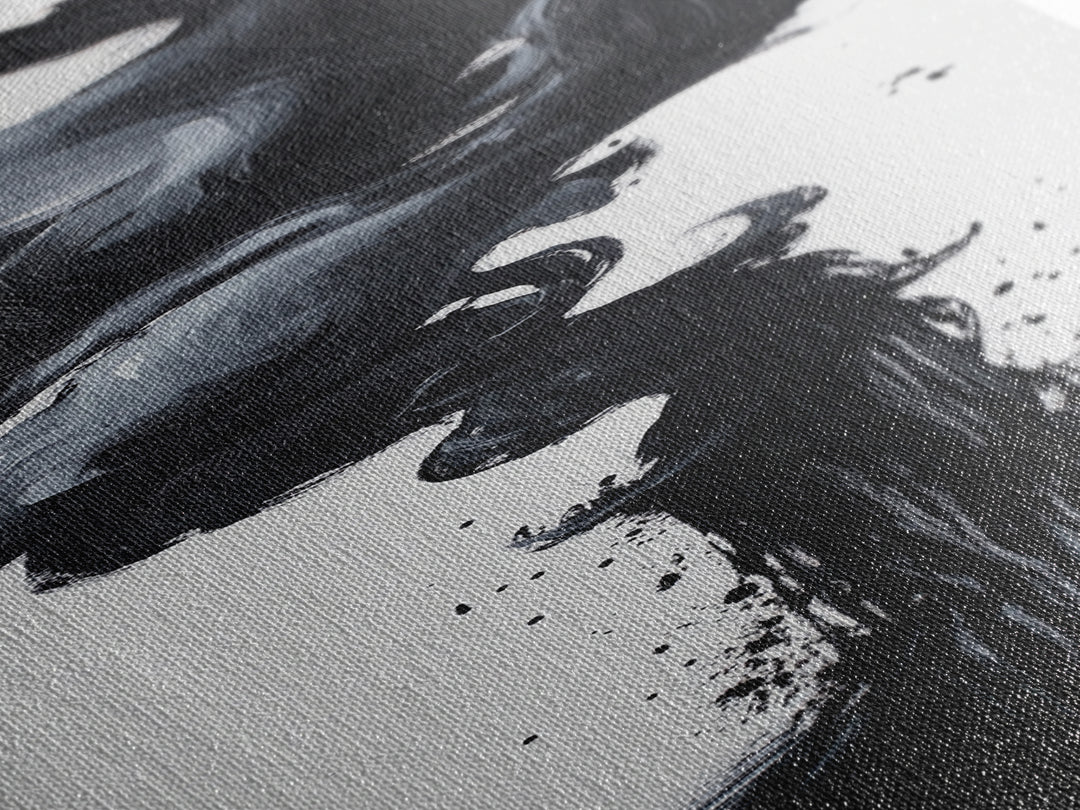 Smoke Abstract Art Canvas Print Black White Contemporary Modern Home Decor Moody Wall Art Vertical Long Narrow Artwork