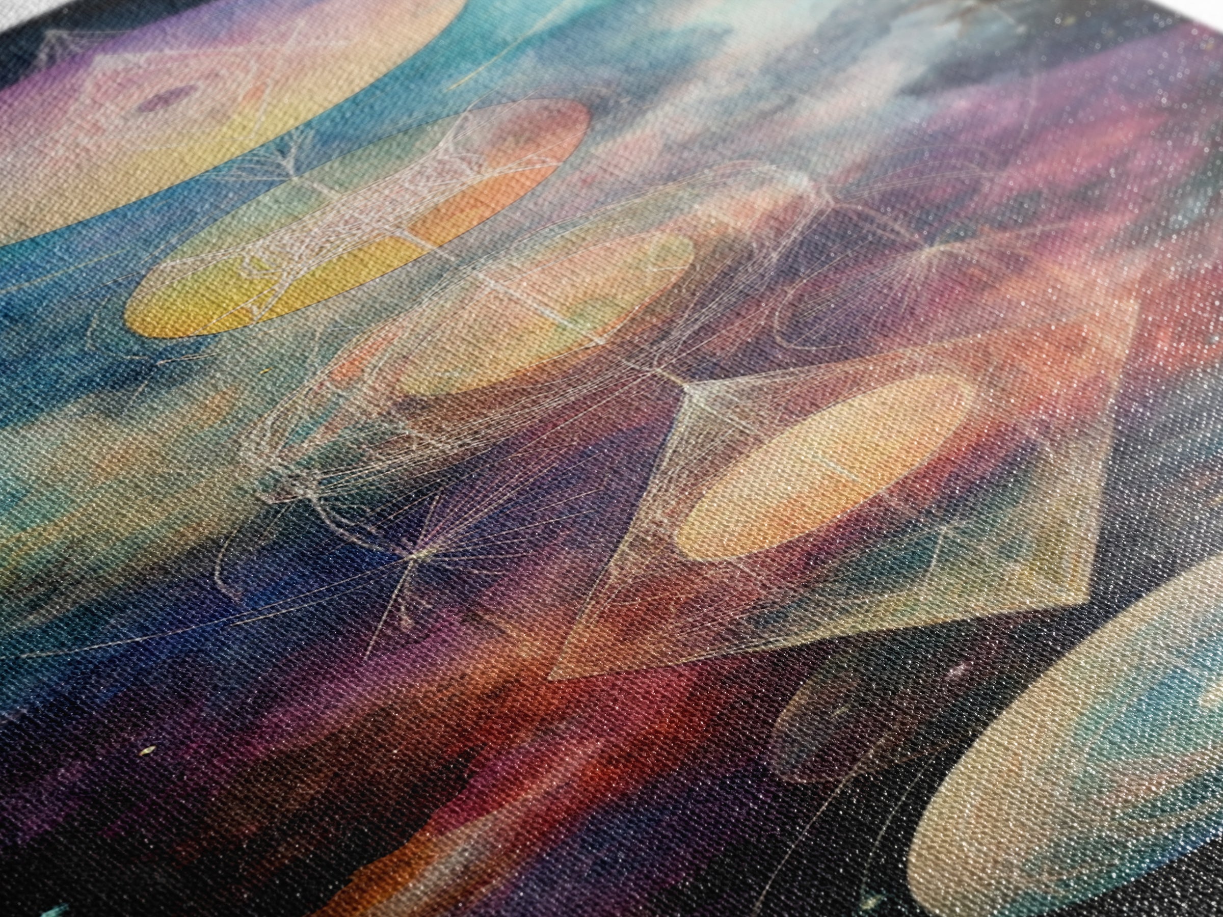 Galactic Chakra Canvas Print With Sacred Geometry Art, Wabi Sabi Inspired, And Therapy Art For Bedroom Or Meditation Spaces