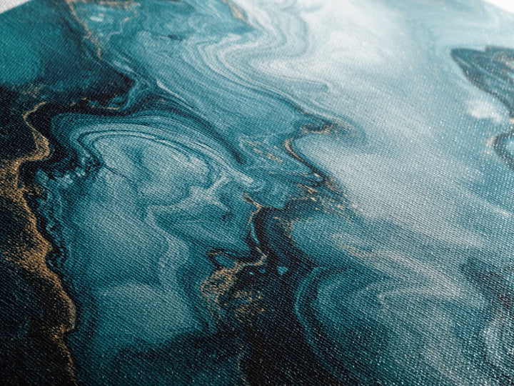 Abstract Teal Fluid Art Canvas Print, Coastal Wall Art, Teal Wall Art, Nautical Decor, Moody Art, Coastal Decor, Living Room Art, Gift Idea