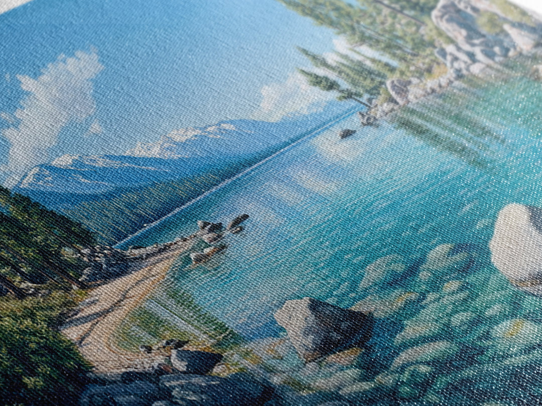 Crystal Clear Lake Canvas Print Lake Tahoe Art Coastal Landscape Artwork Bedroom Decor Horizontal Wall Art Nature Painting Original