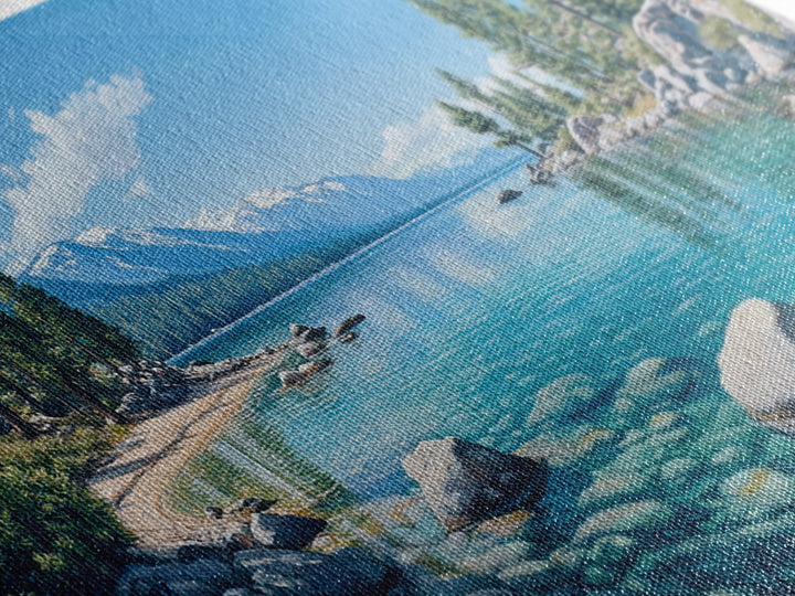 Crystal Clear Lake Canvas Print Lake Tahoe Art Coastal Landscape Artwork Bedroom Decor Horizontal Wall Art Nature Painting Original