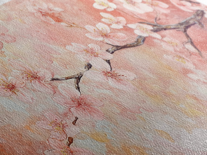 Cherry Blossom Painting Framed Canvas Print, Light Pink Wall Art Living Room Decor, Horizontal Wall Art Rustic Art Gift Idea for Her