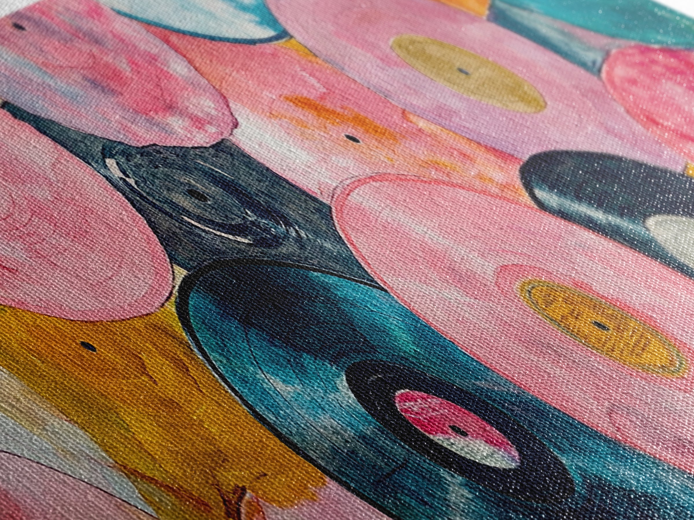 Retro Vinyl Records Canvas Print Lofi Art Chicano Wall Art Skinny Wall Art Living Room Decor Music Gift Idea Bedroom Art