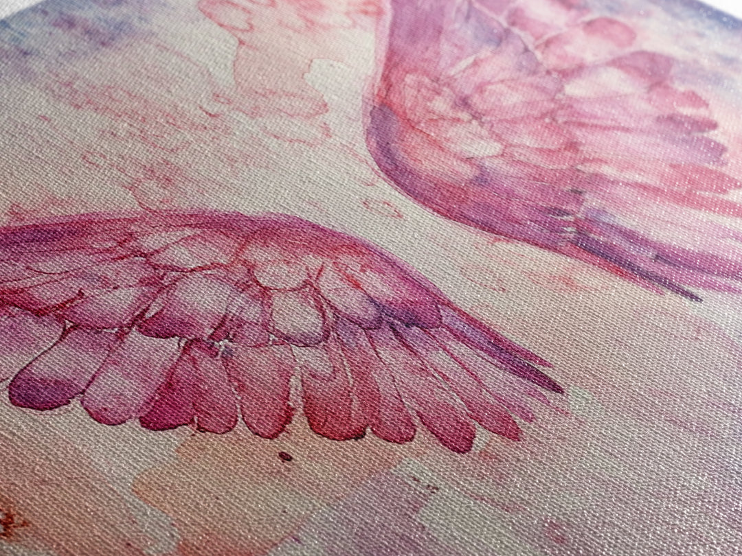 Angel Wings Canvas Print Dark Angels Wall Art Pink Abstract Art Light Pink Wall Art Moody Artwork Whimsical Art Bedroom Decor