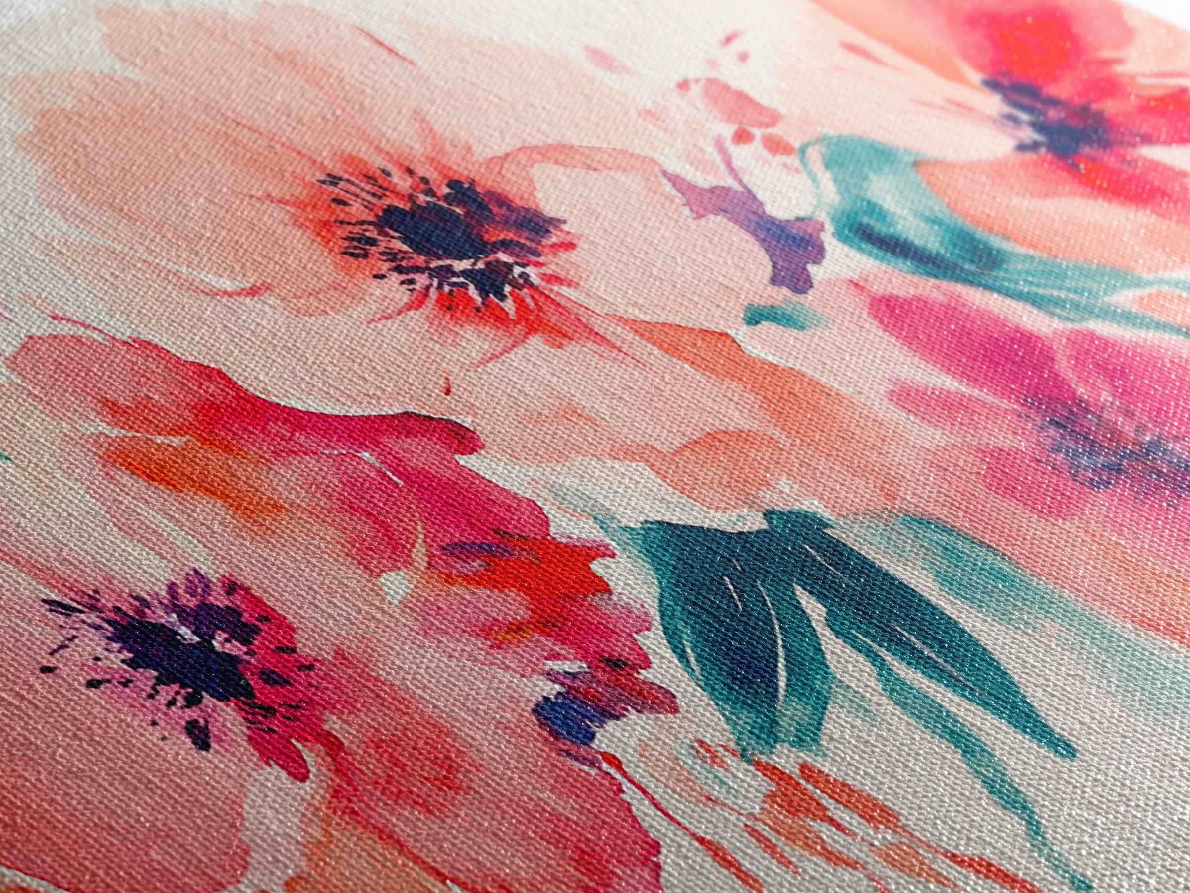 Bright Wildflower Canvas Print | Pink Orange Botanical Art | Nature Inspired Wall Decor | Living Room Framed Artwork | Unique Gift Idea