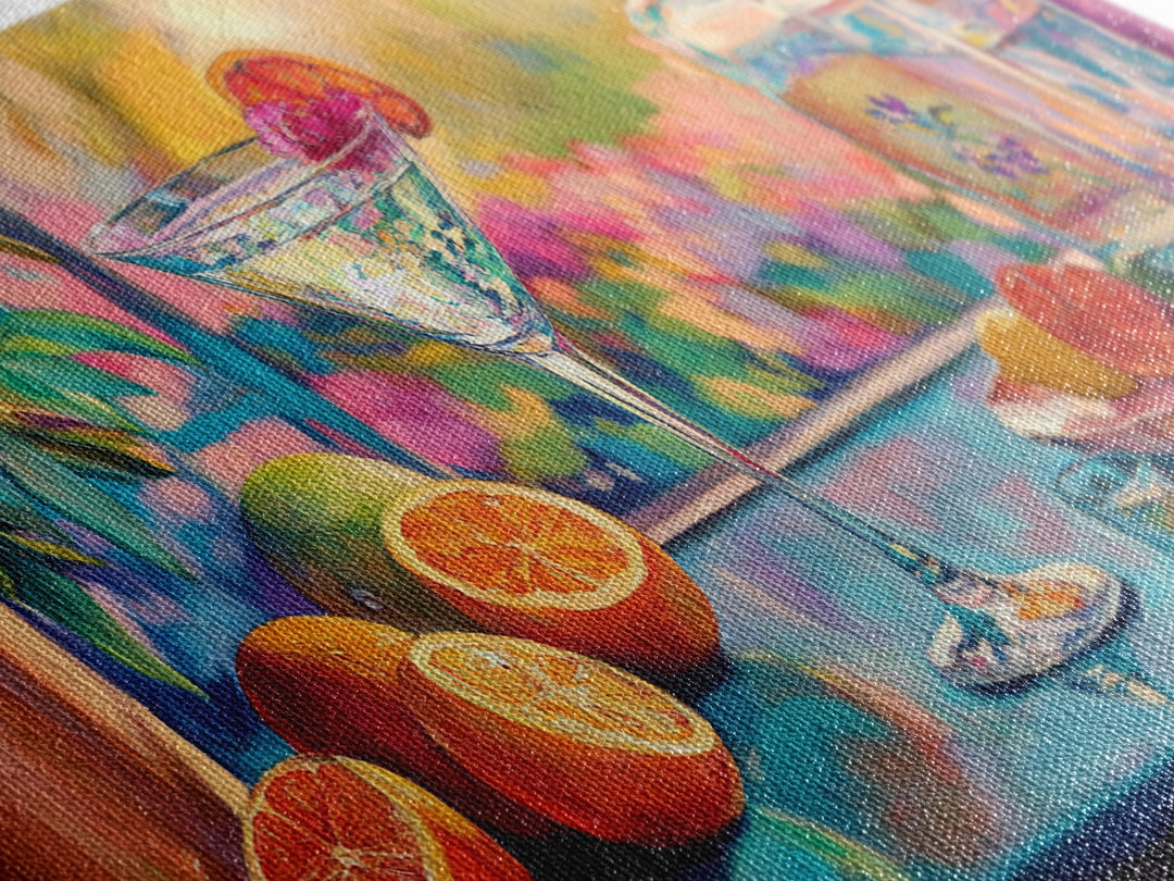 Citrus Cocktail Canvas Print Bright Bar Wall Art Vibrant Foodie Home Decor Kitchen Gift Idea Tropical Drinks Modern Party Art Unique