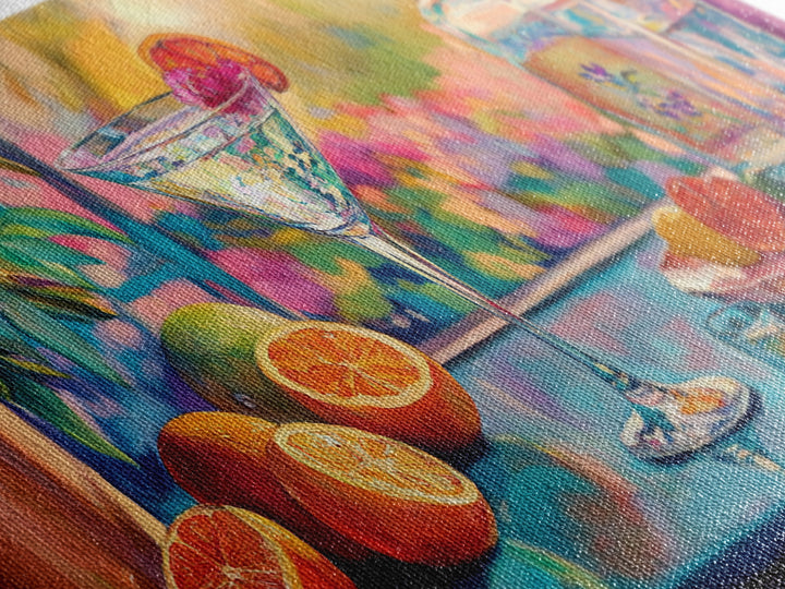 Citrus Cocktail Canvas Print Bright Bar Wall Art Vibrant Foodie Home Decor Kitchen Gift Idea Tropical Drinks Modern Party Art Unique