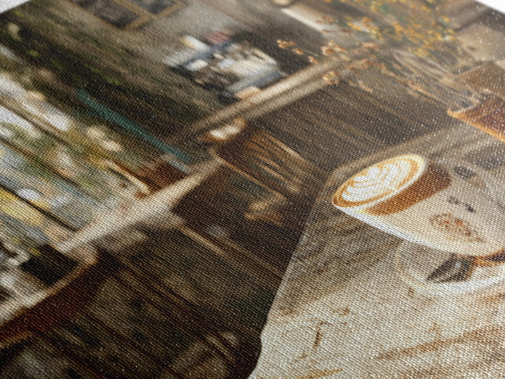 Cozy Cafe Latte Framed Canvas Print - Coffee Wall Art Kitchen Decor - Rustic Farmhouse Style Food Review Art - Gift Idea Her