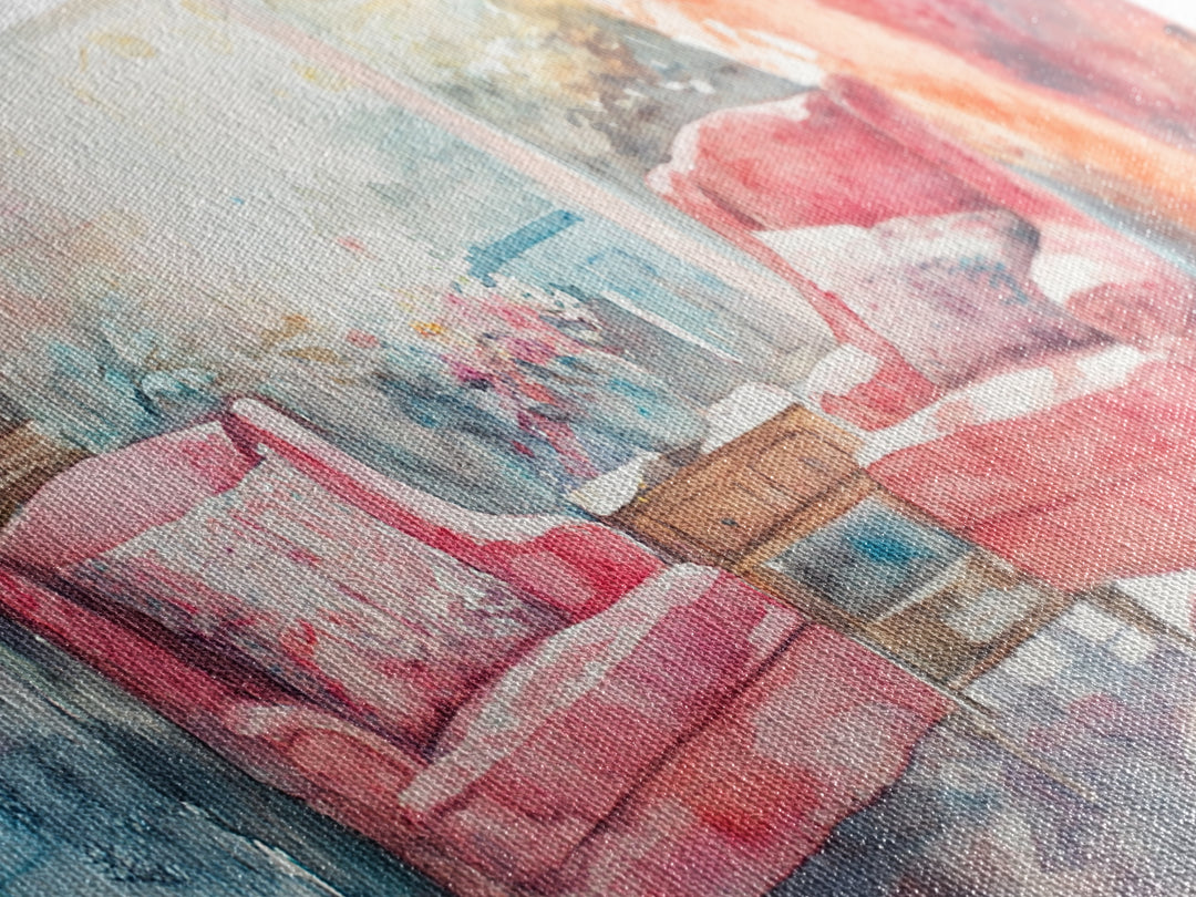 Cozy Armchair Canvas Print | Farmhouse Living Room Wall Art | Rustic Decor | Framed Canvas Print Gift Idea | Above Couch Pink Art