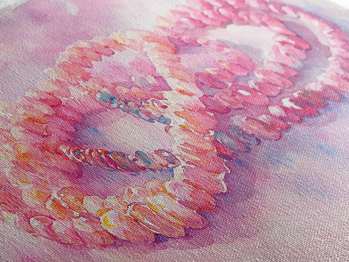 Pink Beaded Necklace Canvas Print | Romantic Jewelry Wall Art | Feminine Framed Canvas Print | Gift Idea for Her | Light Pink Decor