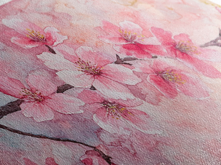Cherry Blossom Branch Canvas Print | Cherry Blossom Painting, Light Pink Wall Art, Nature-Inspired Decor, Botanical Prints, Bedroom Art
