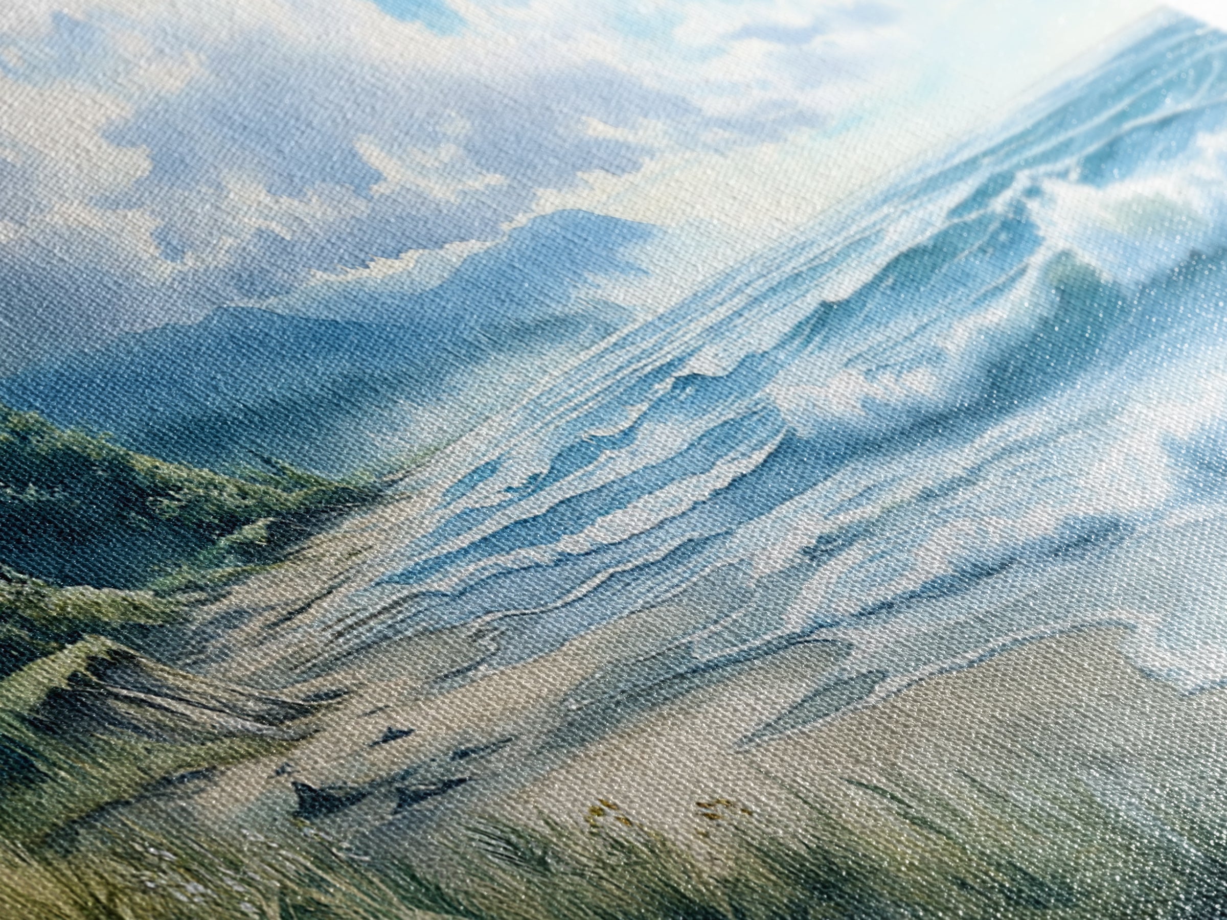 Canvas Print of Misty Coastal Morning Landscape with Rolling Waves, Nautical Wall Art Gift Idea, Serene Coastal Decor