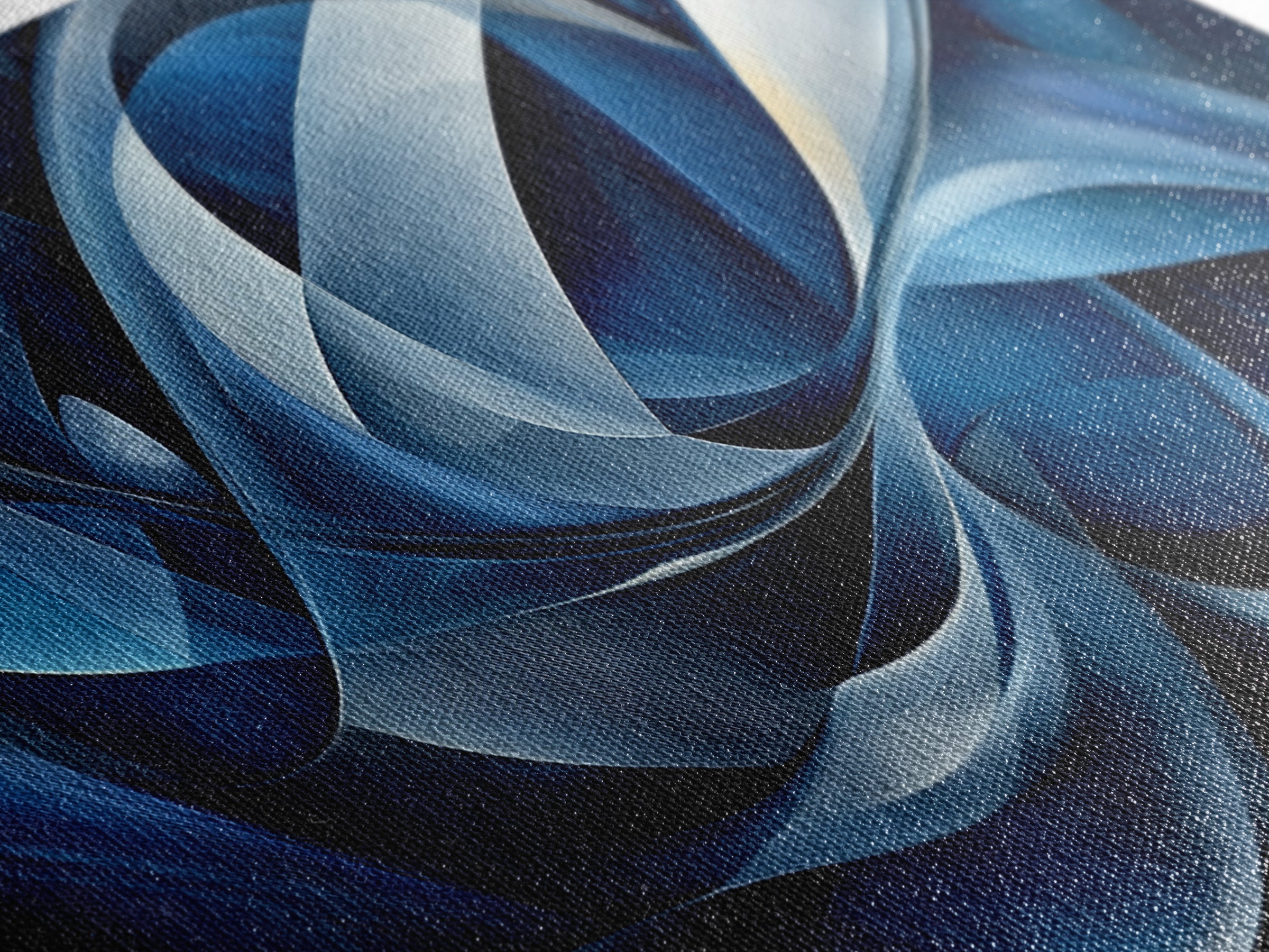 Abstract Blue Swirls Canvas Print, Geometric Wall Art Horizontal Decor, Moody Modern Artwork Gift Idea Living Room Panoramic Art