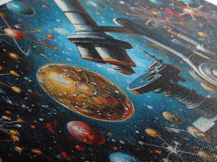 Astronomy Science Art Canvas Print, Microscope Cosmos Molecular Wall Art, Horizontal Living Room Decor, Unique Gift Idea Him Her