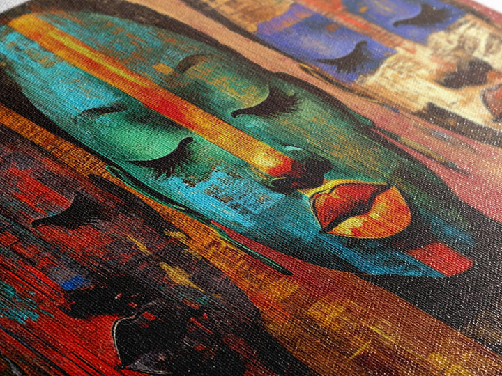 Vibrant African Art Canvas Print, Afrocentric Wall Art Decor, Colorful Moody Abstract Painting, Unique Therapy Art Gift Idea