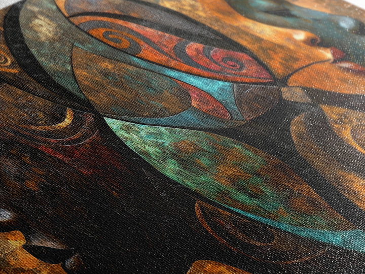 Abstract African Faces Framed Canvas Print, Afrocentric Wall Decor, Moody African Art, Geometric Bold Bedroom Art Gift Idea