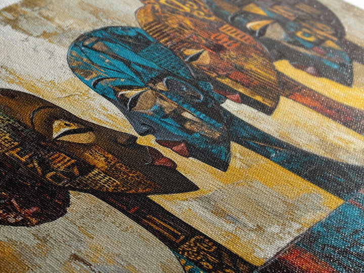 Afrocentric Geometric Art Framed Canvas Print, African Wall Decor, Bold Living Room Art, Unique Therapy Gift Idea Him Her