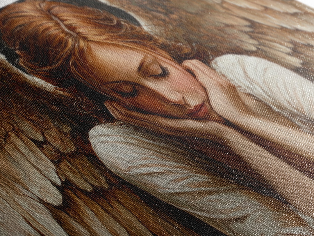 Angelic Beauty Portrait Framed Canvas Print Featuring Angel Art Prints and Moody Art Ideal Bedroom Wall Art or Guest Room Art