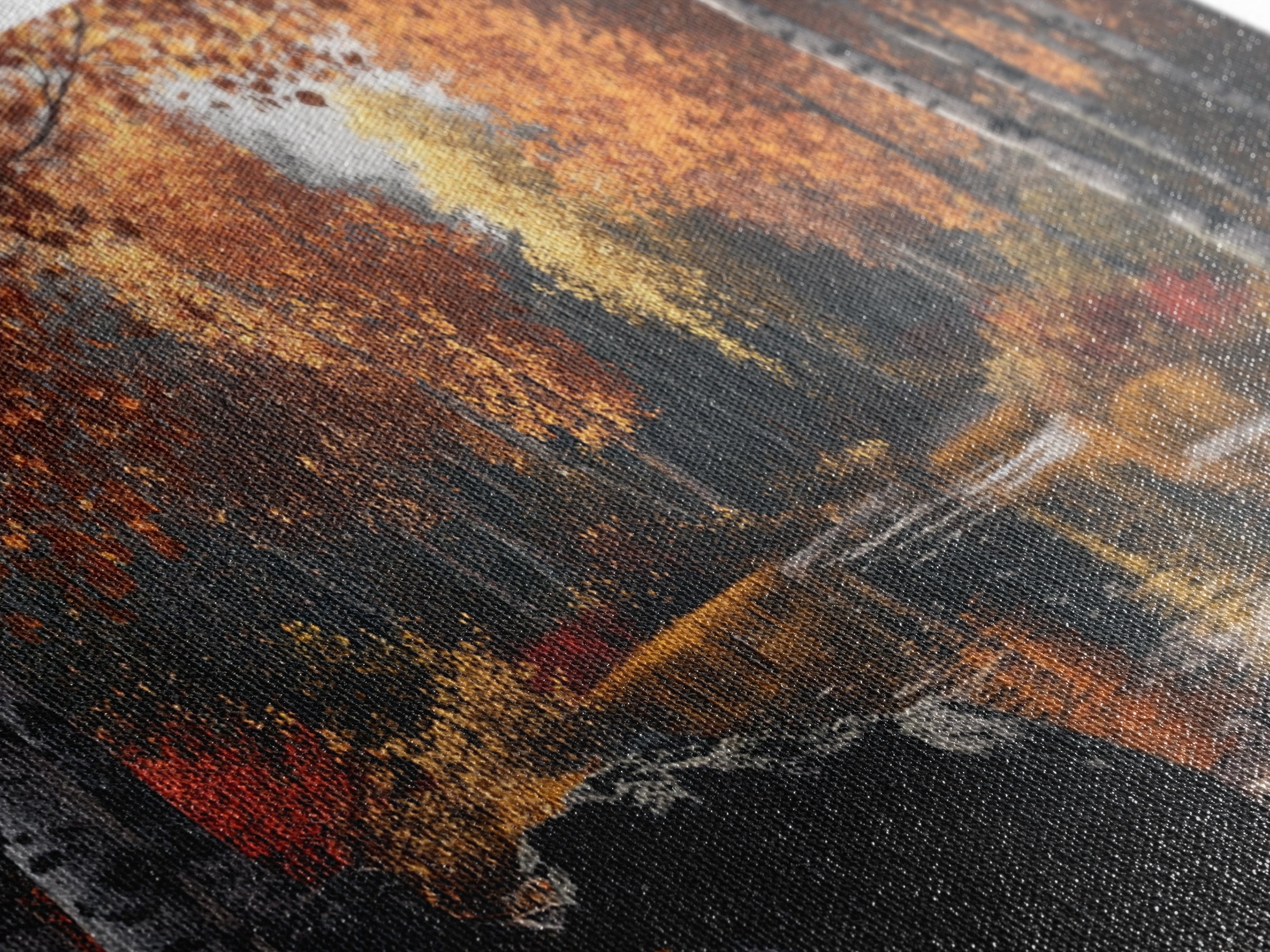 Autumn Birch Tranquility Framed Canvas Print with Birch Tree Painting and Fall Wall Art Rustic Art for Living Room Wall Decor