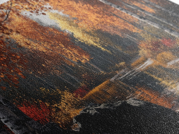 Autumn Birch Tranquility Framed Canvas Print with Birch Tree Painting and Fall Wall Art Rustic Art for Living Room Wall Decor