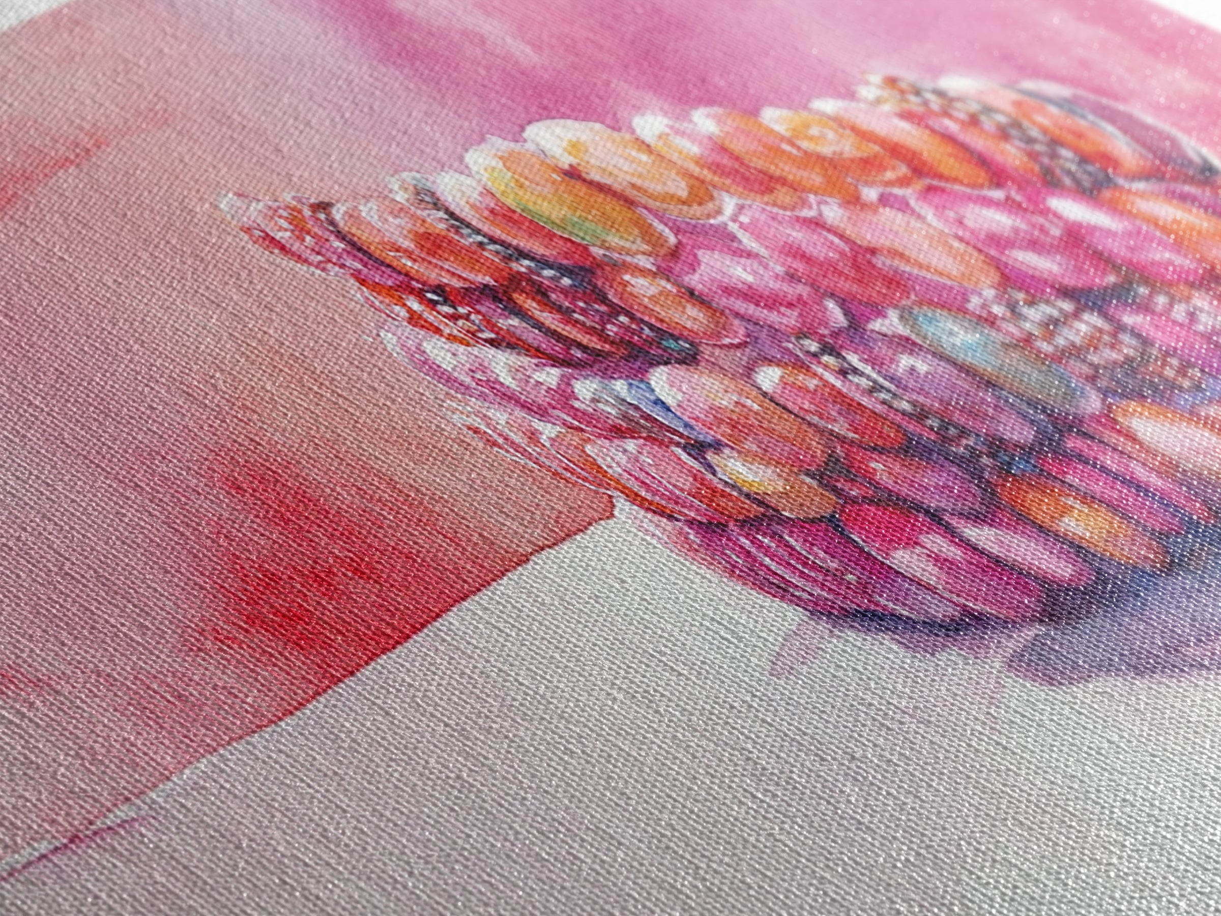 Beaded Bracelet Painting Canvas Print Featuring Whimsical Jewelry, Pink Orange Wall Art Ideal Bedroom or Dressing Room Art