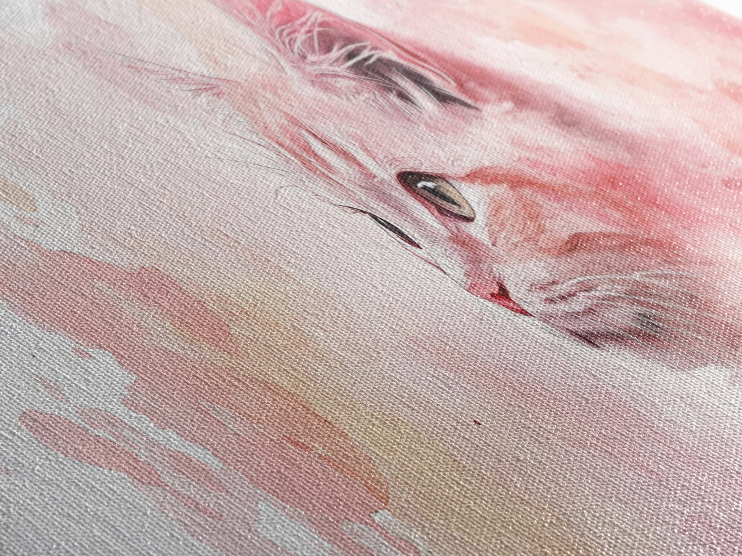 Cat Portrait Canvas Print with Pink Abstract Background, Light Pink Wall Art Perfect Gift Idea, Rustic Decor for Animal Lovers