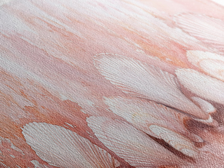 Coastal Shell Art Canvas Print Featuring Light Pink and Orange Pastel Hues, Beach House Decor, Nautical Wall Art for Living Room