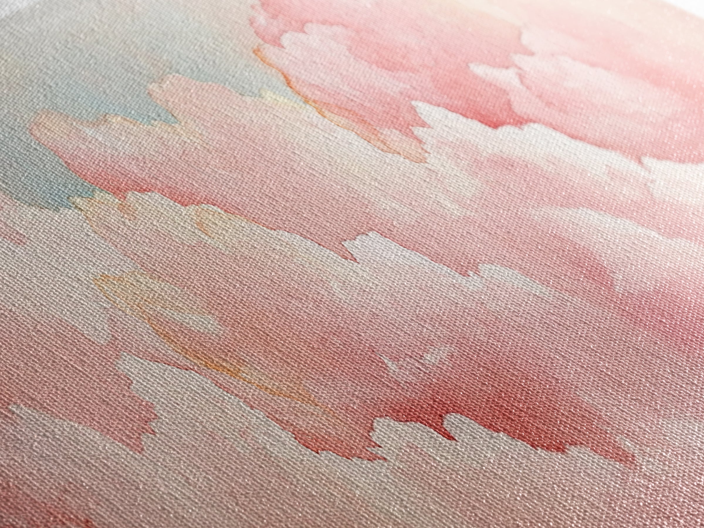 Dreamy Pink Clouds Canvas Print, Light Pink Wall Art, Minimalist Sky Art, Bedroom Decor, Soft Pastel Landscape Art, Horizontal Wall Art
