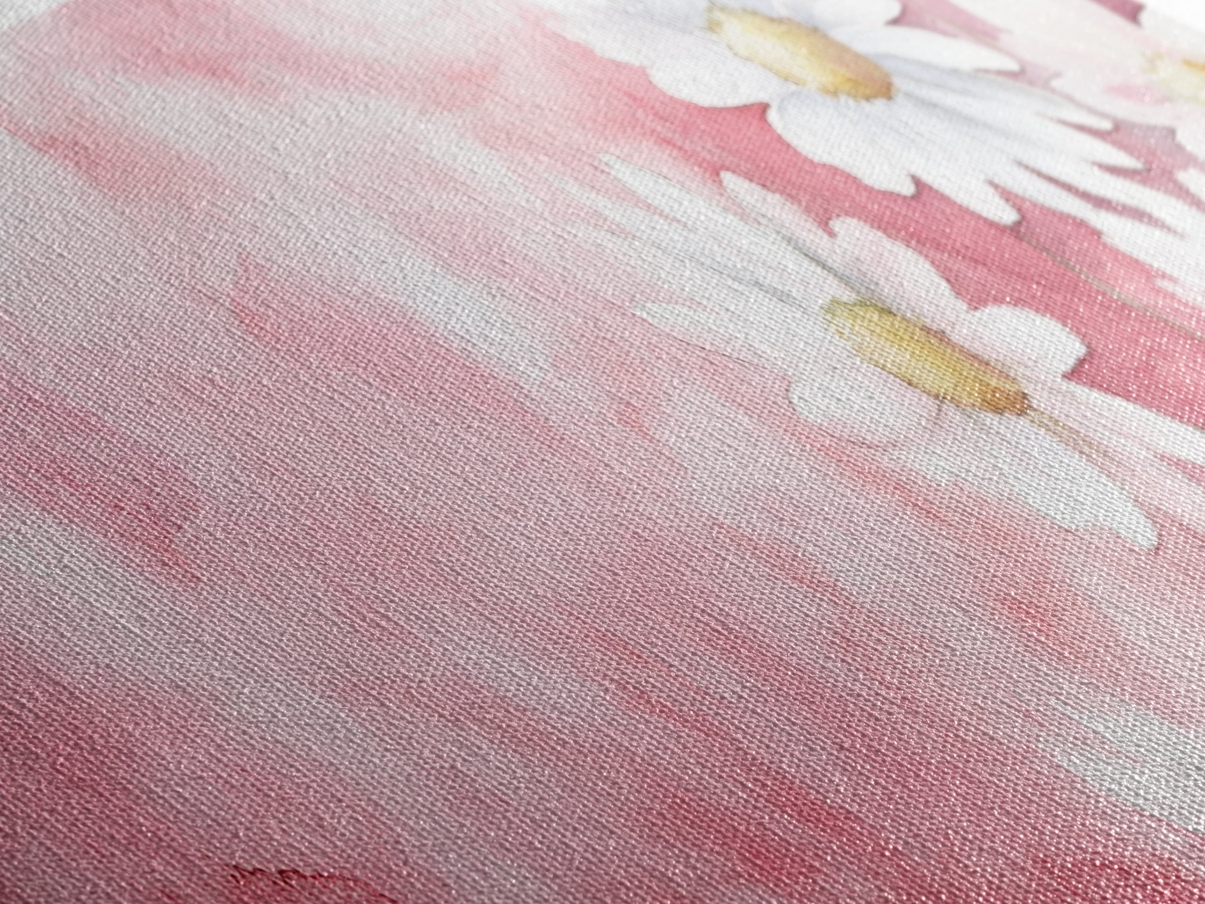 Daisy Flower Wall Art, Canvas Print, Light Pink and White Minimalist Artwork, Botanical Prints Style, Bedroom Whimsical Decor