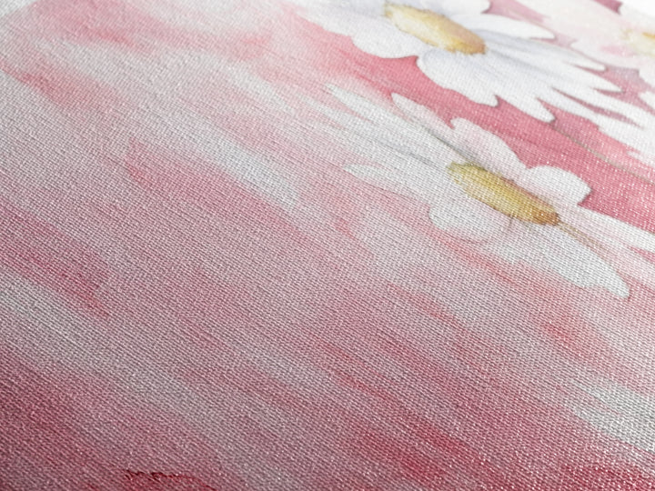 Daisy Flower Wall Art, Canvas Print, Light Pink and White Minimalist Artwork, Botanical Prints Style, Bedroom Whimsical Decor