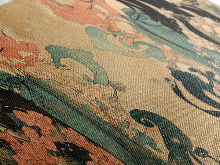 Art Nouveau Framed Canvas Print Goddess Art Print Feminine Boho Artwork Wildflower Wall Art Bedroom Artwork Guest Room Decor