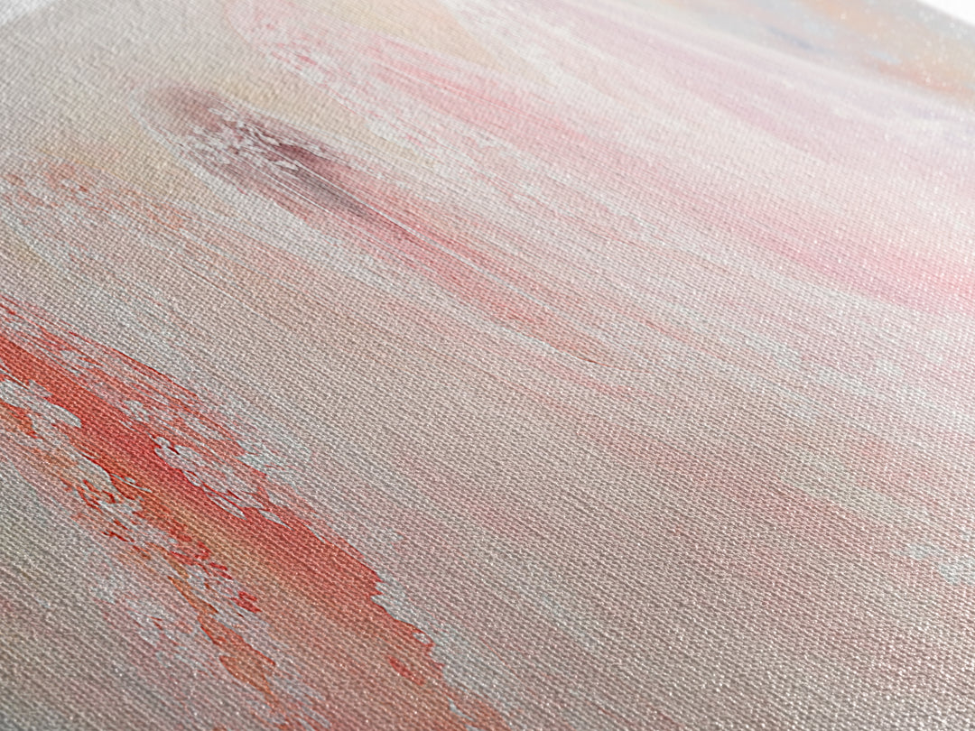 Bridal Veil Light Pink Wall Art Framed Canvas Print Horizontal Wedding Rustic Decor Extra Wide Artwork Bedroom Art