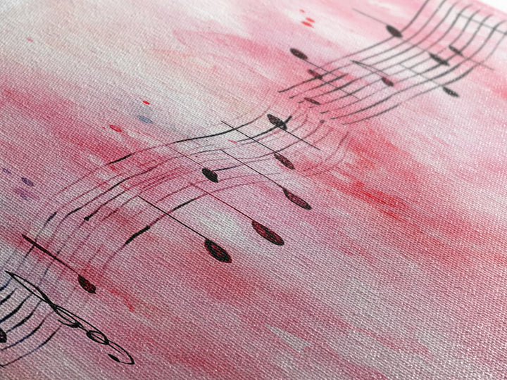Musical Notes Canvas Print Artistic Sheet Music Wall Art Light Pink Abstract Artwork Rustic Wabi Sabi Art Living Room Decor Gift
