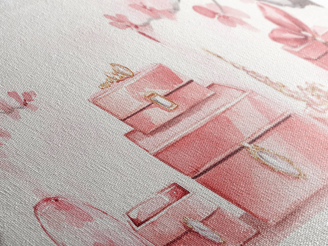 Cherry Blossom Canvas Print, Botanical Framed Canvas Art, Light Pink Wall Art, Bedroom or Guest Room Art, Feminine Nature-Inspired Decor