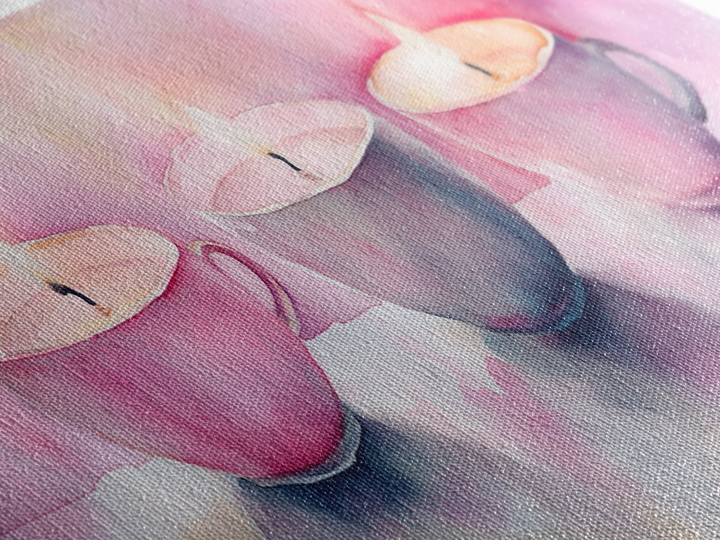 Candlelight Framed Canvas Print, Cozy Pastel Teacup Candles Art, Light Pink Wall Decor, Bedroom or Dining Room Whimsical Artwork