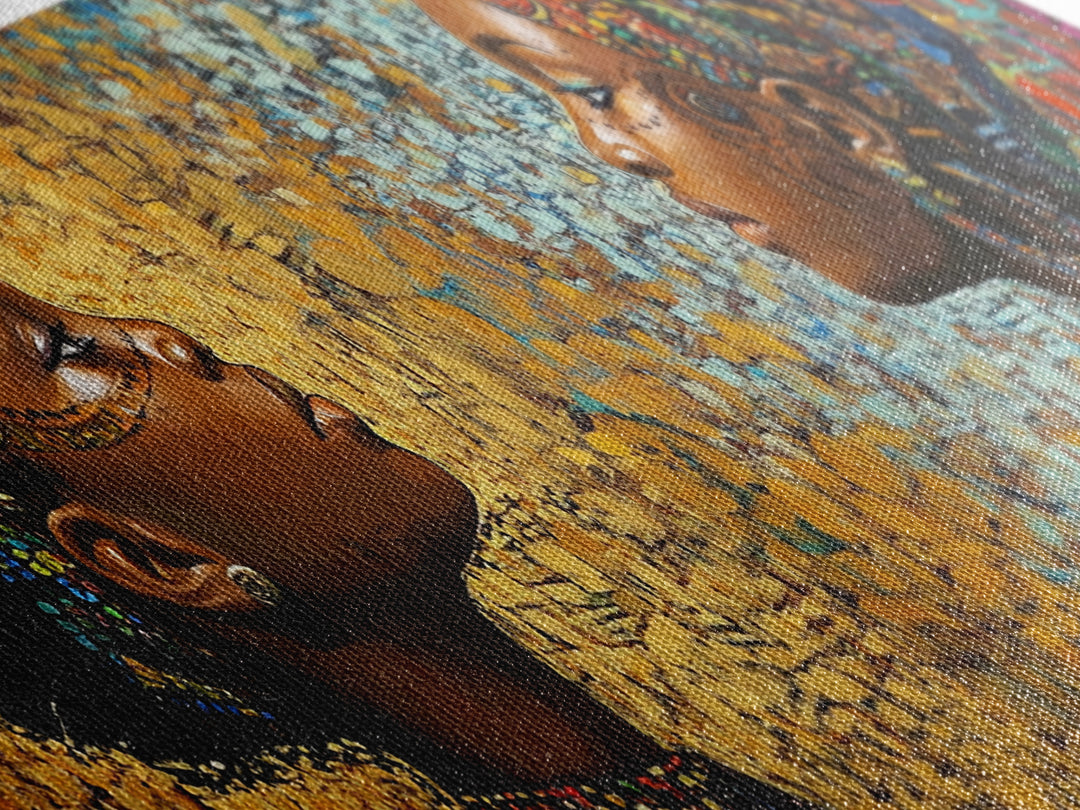 Afrocentric Canvas Print African Tribal Art Modern Boho Decor Guest Room Wall Art Horizontal Living Room Art Unique Painting