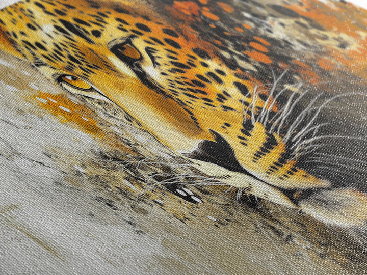 Bold Leopard Framed Canvas Print - Vibrant Wildcat Painting, Moody Jungle Art, Safari Wall Decor, Animal Gift Idea For Her, Bedroom Art