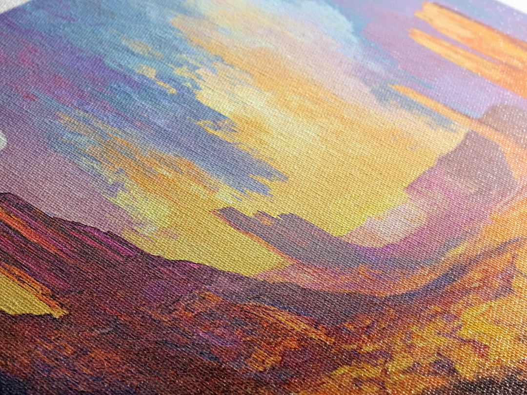 Desert Moonlight Glow Canvas Print, Moody Art, Above Couch Wall Art, Southwest Painting, Bedroom Art, Rustic Wall Decor, Gift Idea