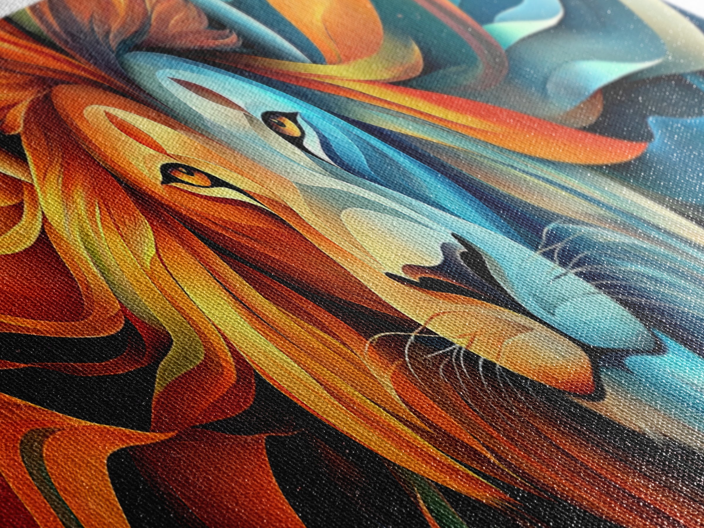 Bold Lion Profile Canvas Print, Whimsical Wall Art, Rustic Decor, Bedroom Art, Living Room Art, Vibrant Painting, Gift Idea