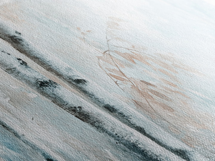 Birch Tree Art Framed Canvas Print, Neutral Landscape Painting Autumn Decor, Rustic Minimalist Wall Art Gift Idea Above Bed Design