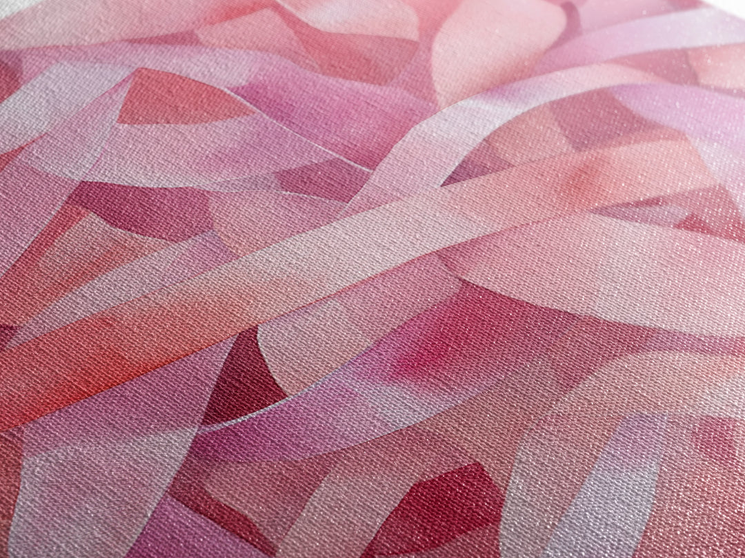 Abstract Pink Ribbon Canvas Print in Soft Light Pink Shades Minimalist Living Room Art Wabi Sabi Wall Art Perfect Gift Idea