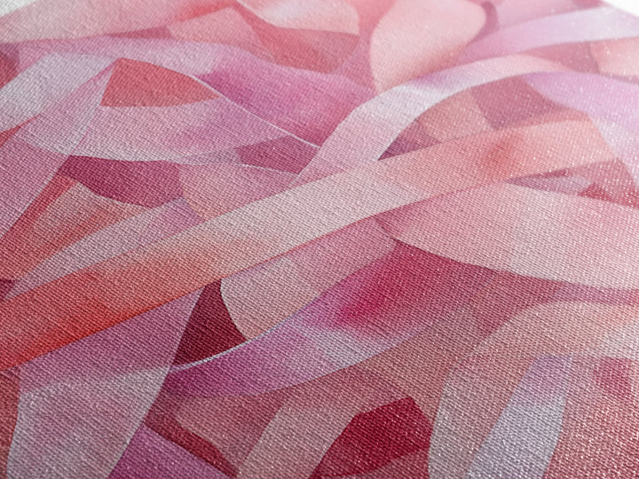 Abstract Pink Ribbon Canvas Print in Soft Light Pink Shades Minimalist Living Room Art Wabi Sabi Wall Art Perfect Gift Idea