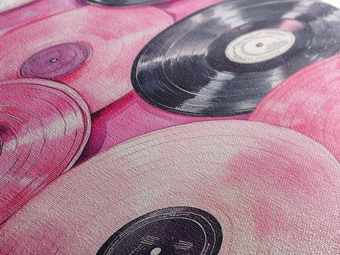 Retro Vinyl Record Artwork Framed Canvas Print Pink Abstract Art Music Lover Wall Art Living Room Decor Lofi Aesthetic Gift Idea