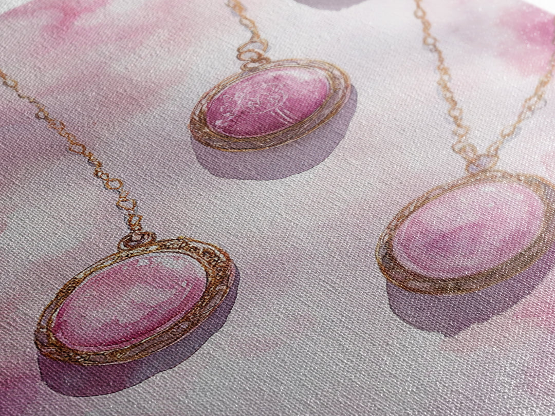 Abstract Pink Pendant Canvas Print Featuring Geometric Wall Art Light Pink Jewelry Artwork Great Gift Idea Minimalist Boho Decor